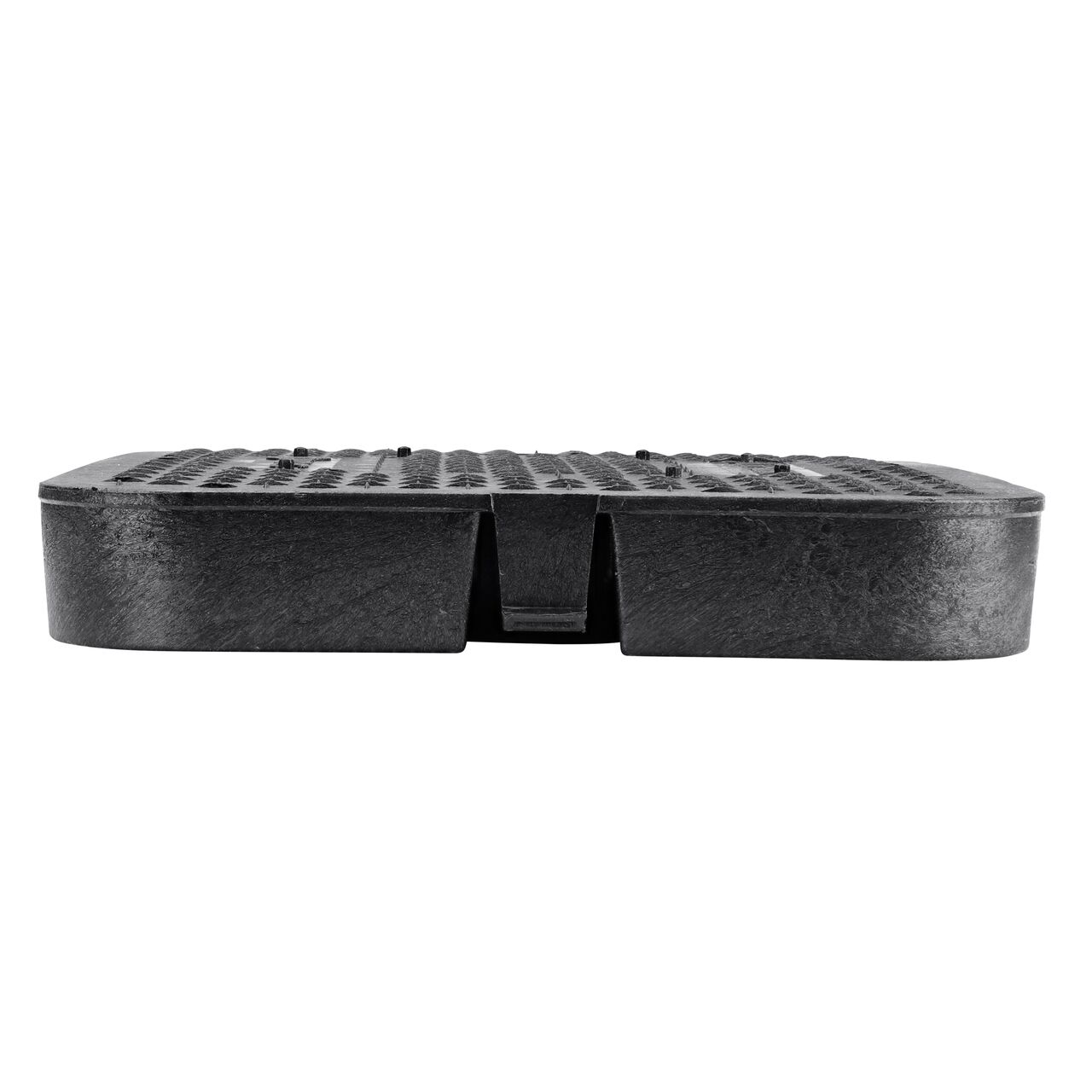 The NDS 14 X 19 in. Rectangular Standard Series Black Water Meter Meter Box Cover (NDS D1200-DISBL) is an Drop-in lid shown here from the side, that prevents dirt and debris from entering the meter box