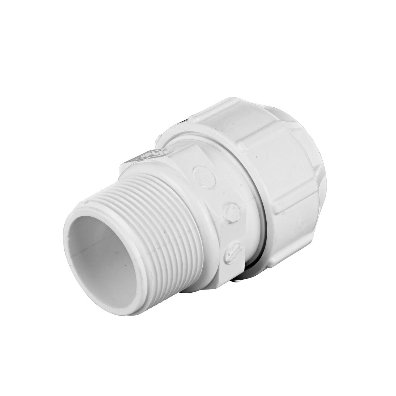 Threaded MPT connection end on the NDS 1 1/4 in. Flo-Lock™ Gripper Adapter (NDS 730-12)