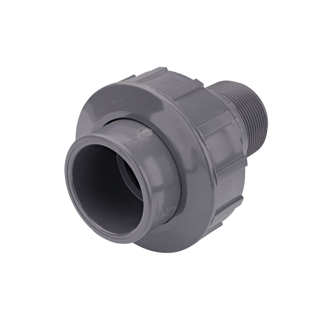 The NDS 1-1/2 in. slip X MPT PVC Union easy-fit coupling has one slip end that connects with 1-1/2 in. Sch. 80 pipe for pool and spa, irrigation, and plumbing installations (NDS U-1500-SM)