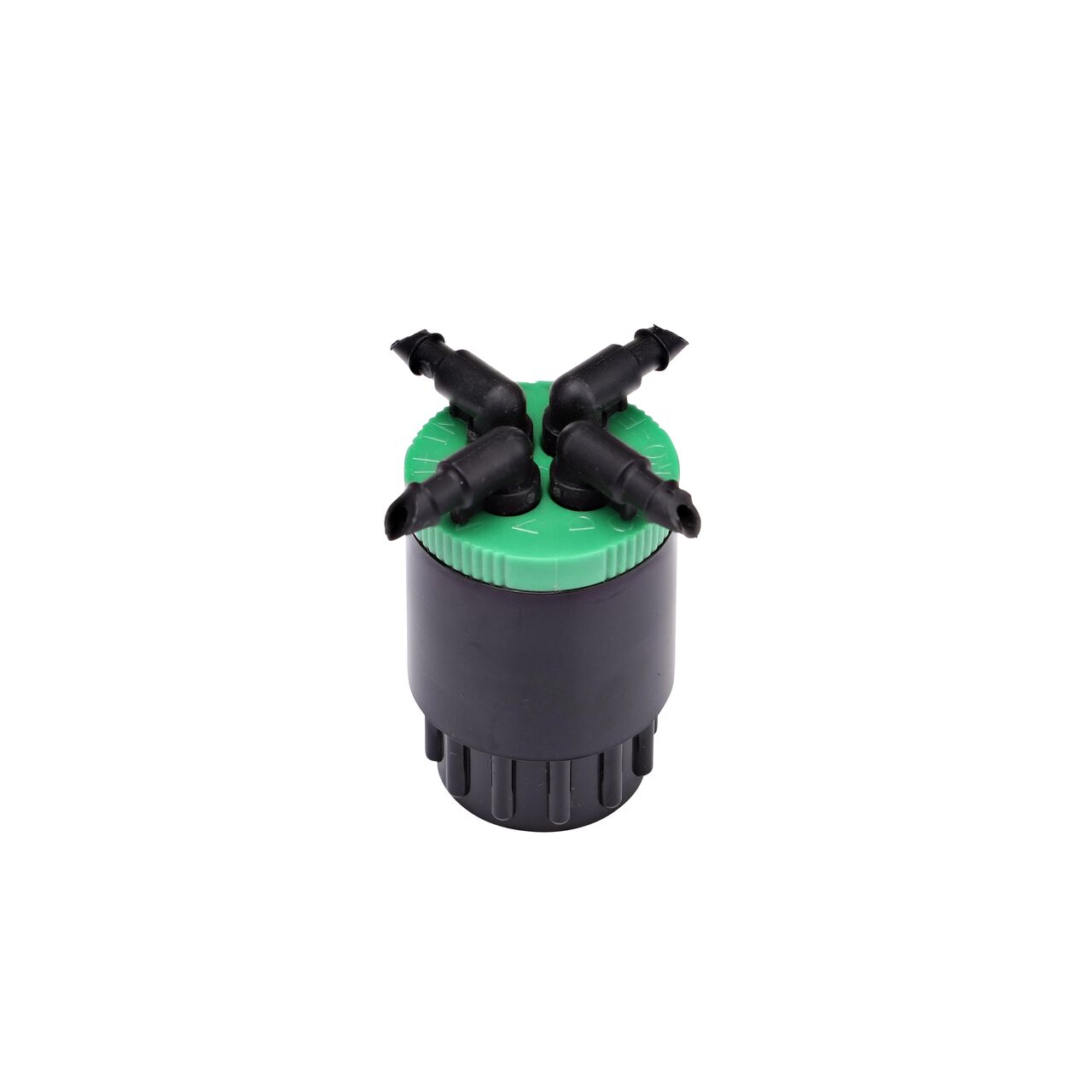 1/2 in. FPT Threaded connection on the 20 GPH Cuatro-Flo Pressure Compensating Bubbler with four swivel barbed outlets (NDS CFL 20)