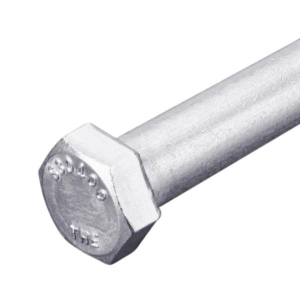 Closeup of the nut end of the NDS 113BB Stainless Steel Bolt which fits securely in the NDS 14 x 19 in. Rectangular Standard and Pro-Spec® Series Valve Box