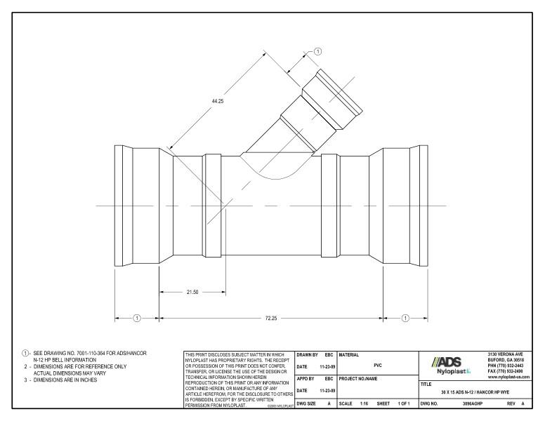 30 x 15 HP Wye Nyloplast Detail