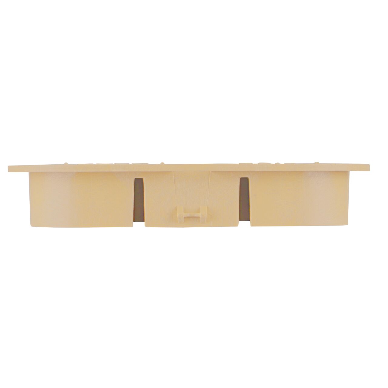 The NDS 14 in. X 19 in. Rectangular Pro-Spec® Series Sand Irrigation Control Valve Box Cover (NDS 313CSAND) is lid shown here from the side, that prevents dirt and debris from entering the valve box