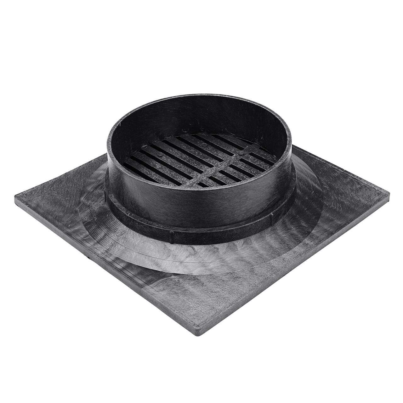 Bottom view of the NDS 9 in. Square Grate in Black Plastic (NDS 970*, NDS 970)