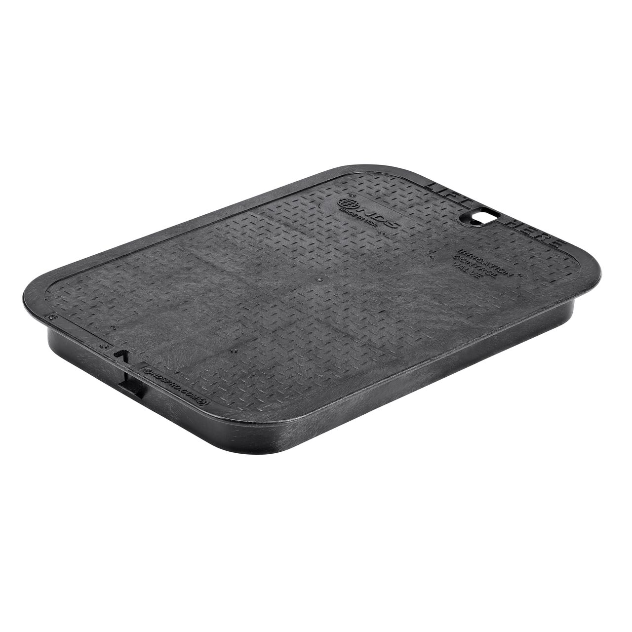 This NDS 13 in. X 20 in. Rectangular Standard Series Valve Box Cover is a Black Cover with Irrigation Control Valve markings on the lid (NDS 117CB) and fits NDS standard series 13 in. X 20 in. valve boxes