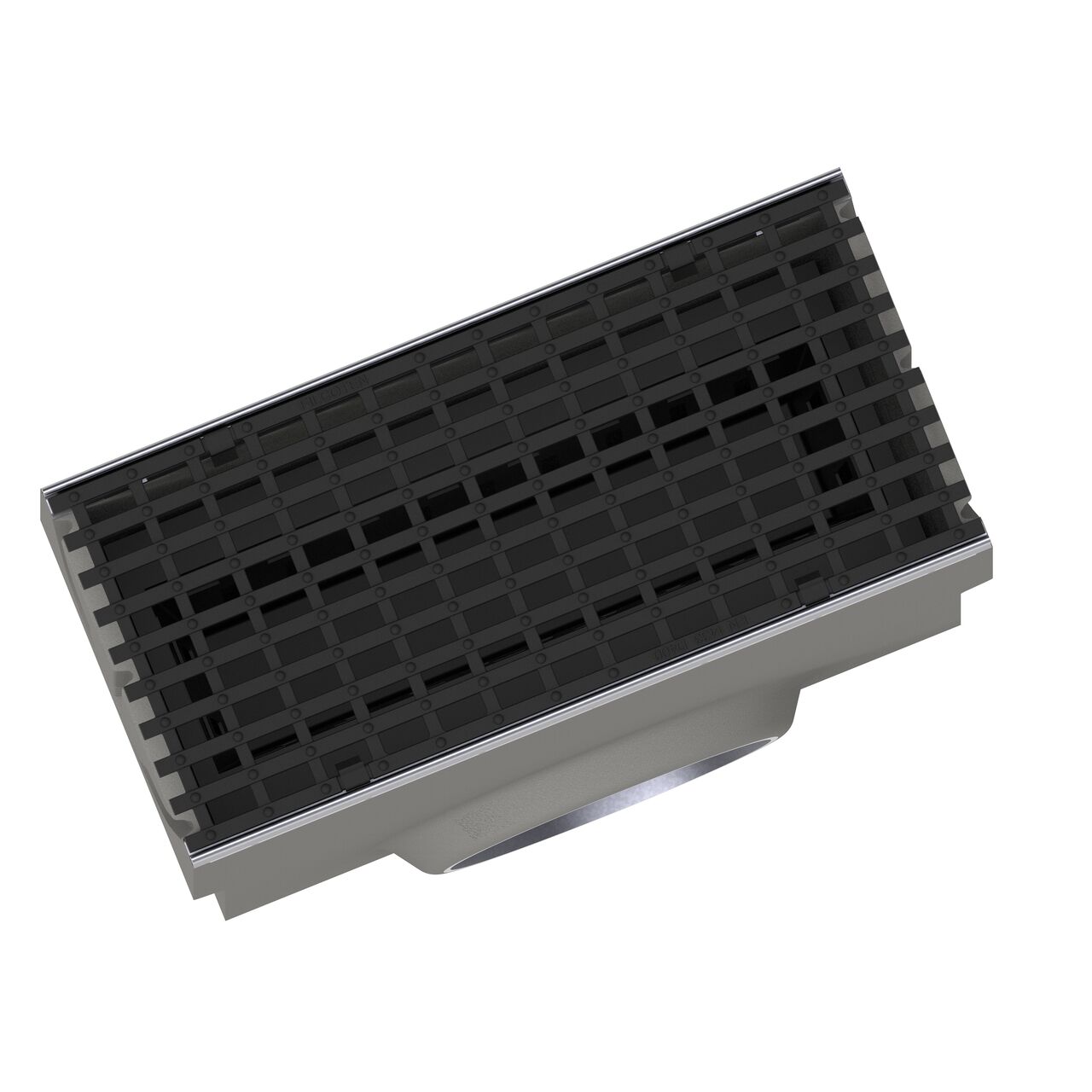 Top down view of the 8 in. BG-FILCOTEN® grate installed on the BG-FILCOTEN® by NDS® 200 Trench Drain Inline Catch Basin Kit