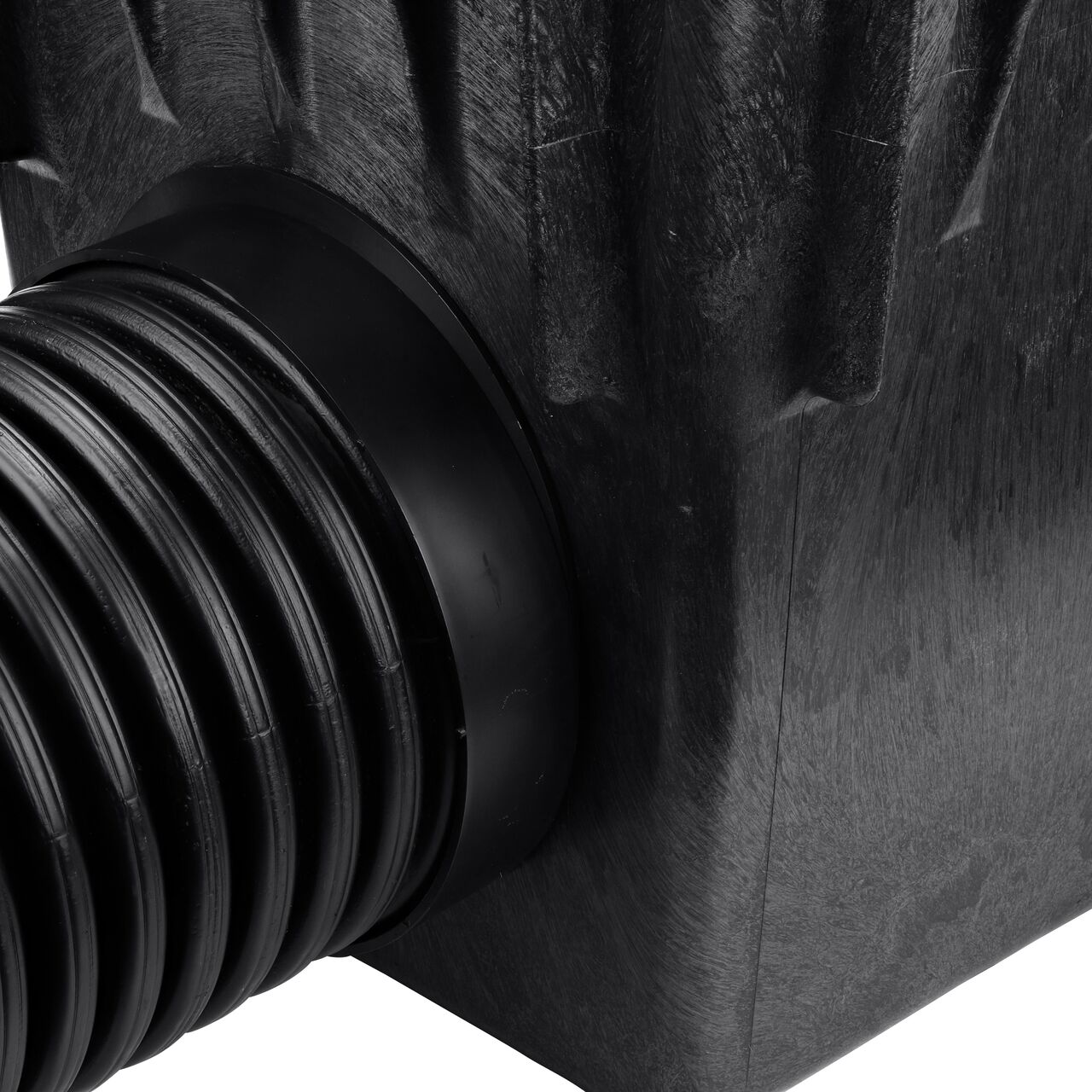 8 in. Corrugated Pipe installed on the Offset Outlet Adapter (NDS 1889) and 18 in. Catch Basin (NDS 1882) in the adapter bottom position 4