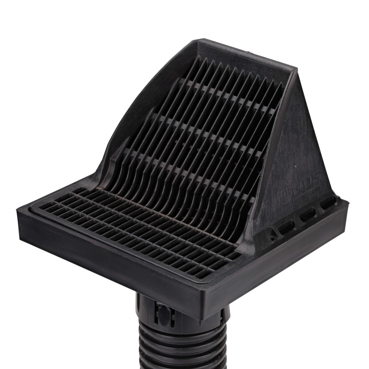 Use the outlet adapter on the 9 in. Square Downspout Defender™ Kit (NDS 900DSGKIT) to install on 3 in. single wall corrugated pipe