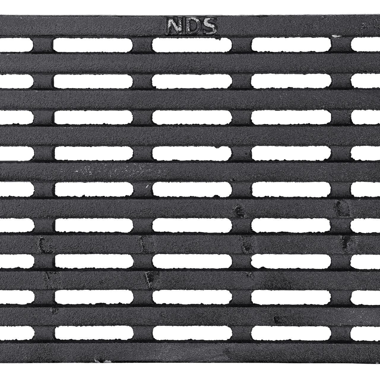 Top Down View of the ductile iron decorative Via Slot design Dura Slope® Channel Drain Grate (NDS DS-611-VIA)