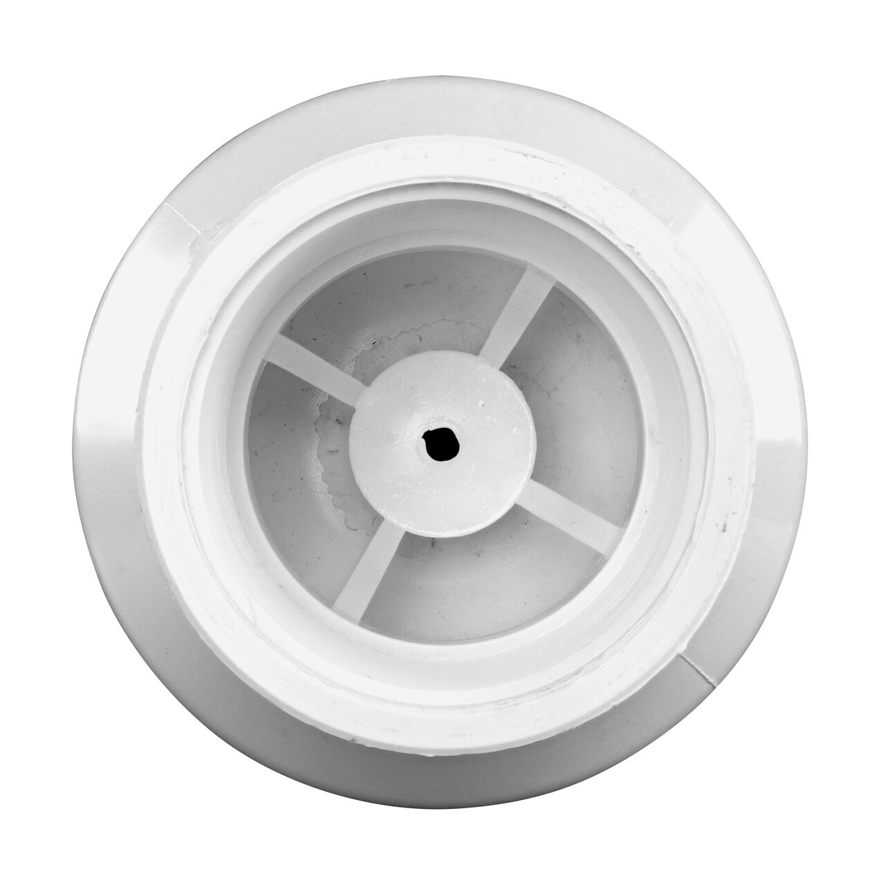 Down the Mouth view of the NDS 2 in. IPS Female Threaded PVC Foot Valve (NDS 1001-20FV) showing the flapper