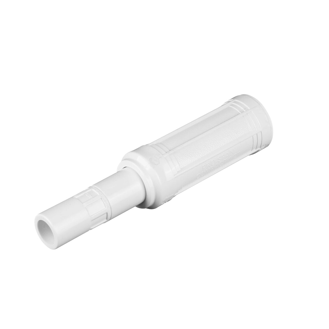 The compact 1/2 in. Pro-Span expansion repair coupling (NDS 118-05C) shown expanded here, includes smart features for a smoother, easier install – adjustable length locks in place
