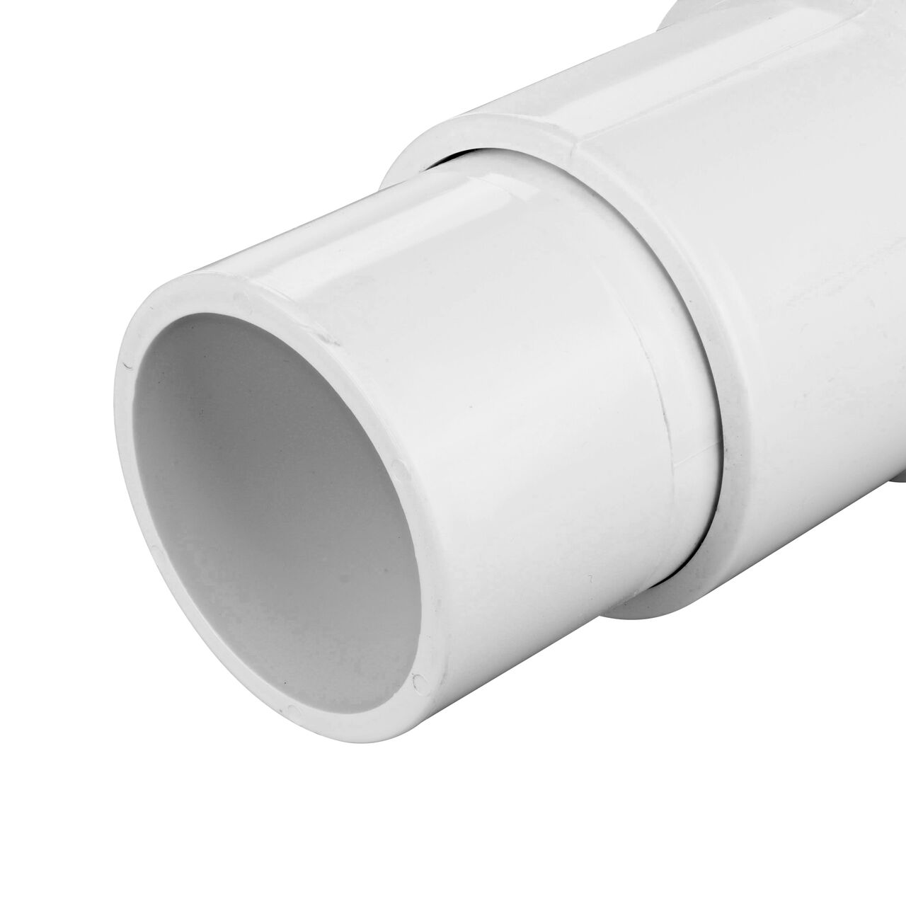 Closeup view of the 2 inch spigot end on the Pro-Span 2 in. Expansion Repair Coupling (118-20), which requires a 2 in. Schedule 40 PVC coupling, sold separately, for installation
