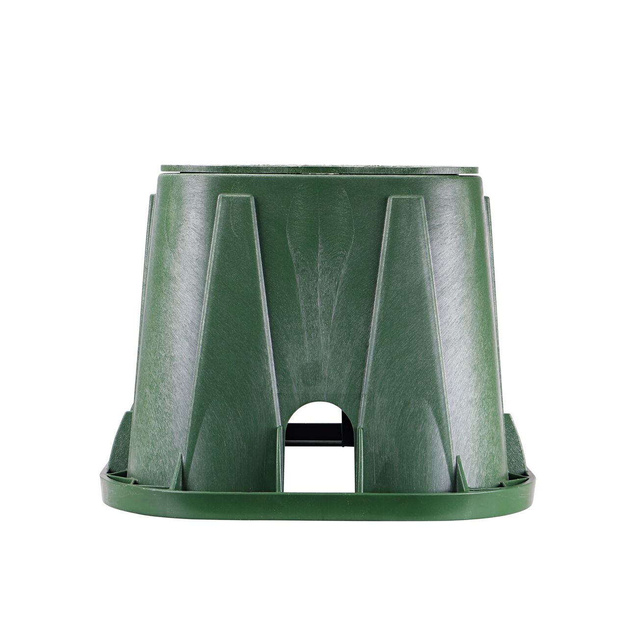 Side view of the shorter width side of the NDS 14 in. x 19 in. Rectangular Pro-Spec® Series Valve Box & Sewer Cover (NDS 314BC) rugged enclosure for water and irrigation pipe connections