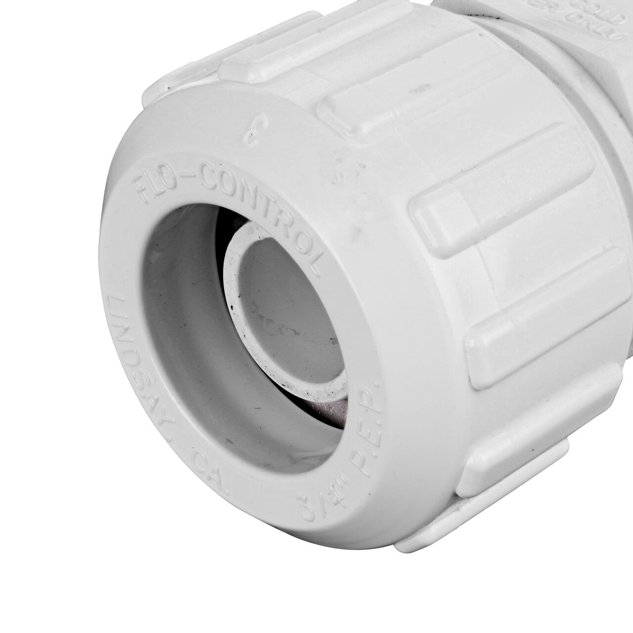 Closeup of the Flo Lock compression end with steel gripper on the NDS 3/4 in. SIDR-7 FPT X PE TS Flo-Lock™ Gripper Adapter (NDS 831-07)
