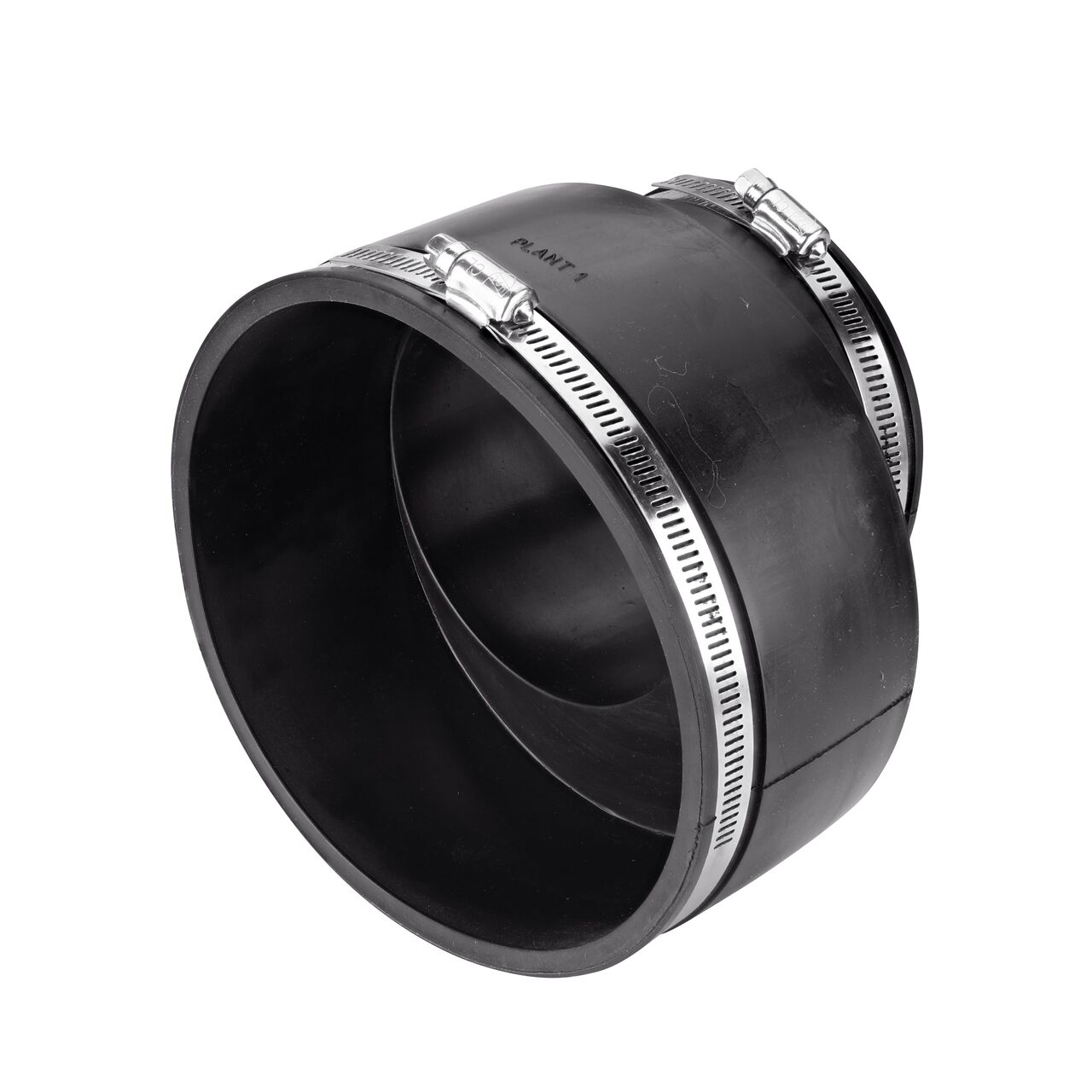 The NDS 6 in. X 4 in. stainless steel flex eccentric coupling connects two slightly offset cast iron/sewer and drain or DWV/copper/steel/lead pipes and includes clamps tighten to secure coupling onto pipe (NDS 56-E64)