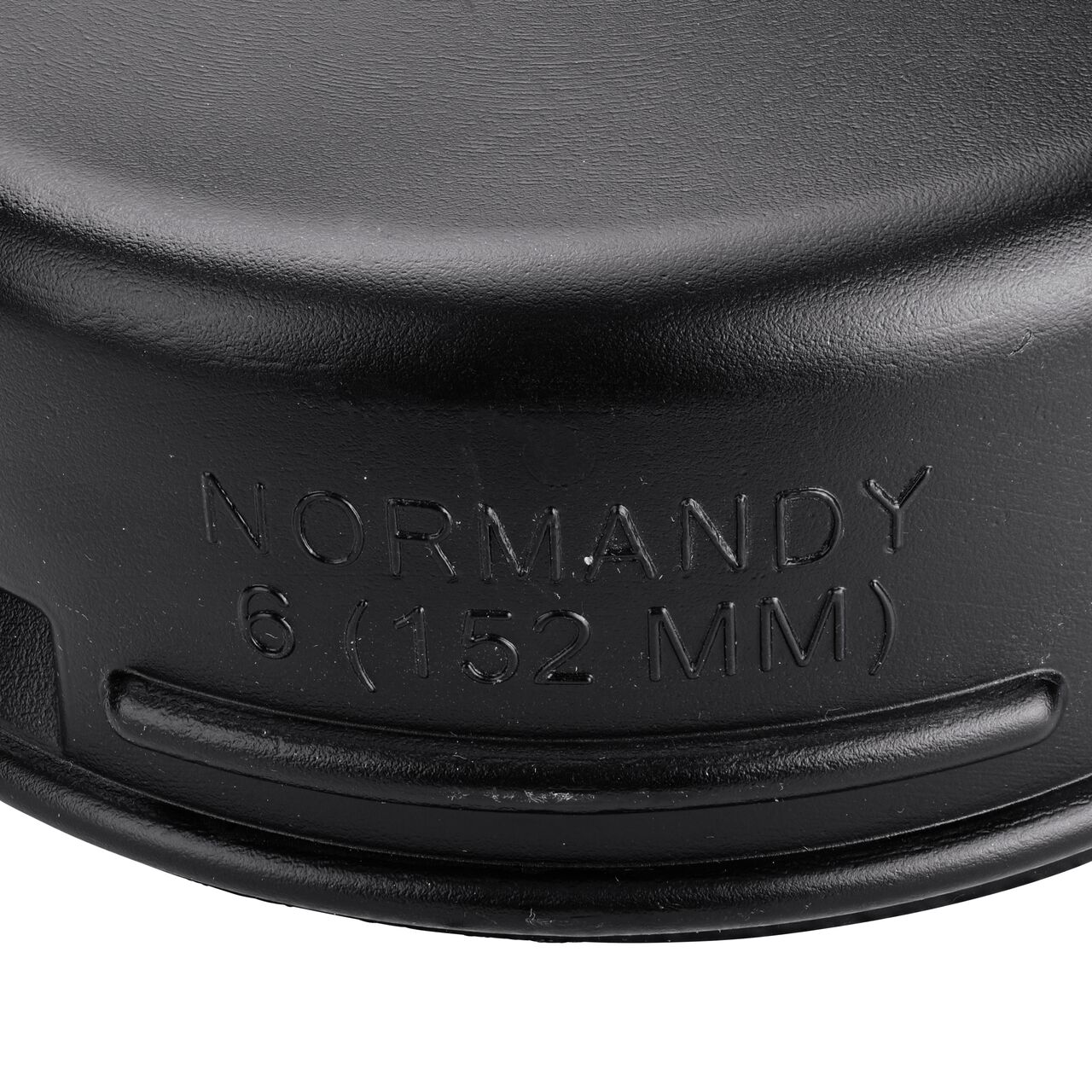 Closeup of the wording on the 6 in. High-Density Polyethylene Corrugated End Cap (NDS 6C06)
