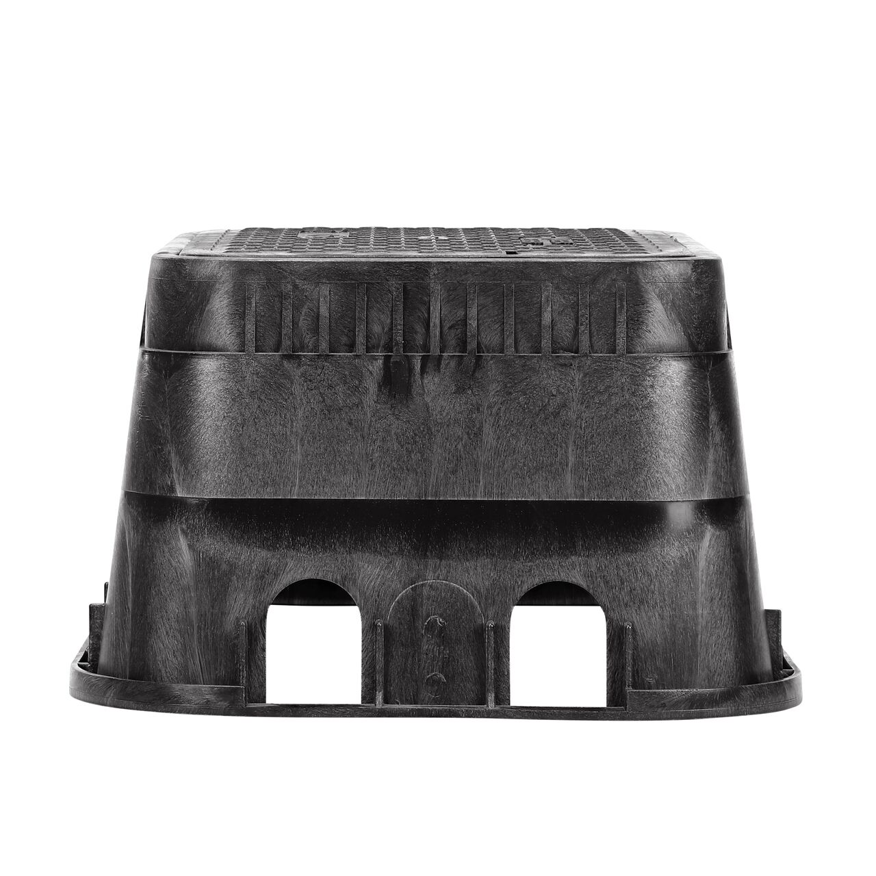 The NDS 13 X 20 in. Rectangular AMR Meter Box Cover (NDS D15DU-BAMR) is a Drop-in lid shown here from the side, that prevents dirt and debris from entering the meter box