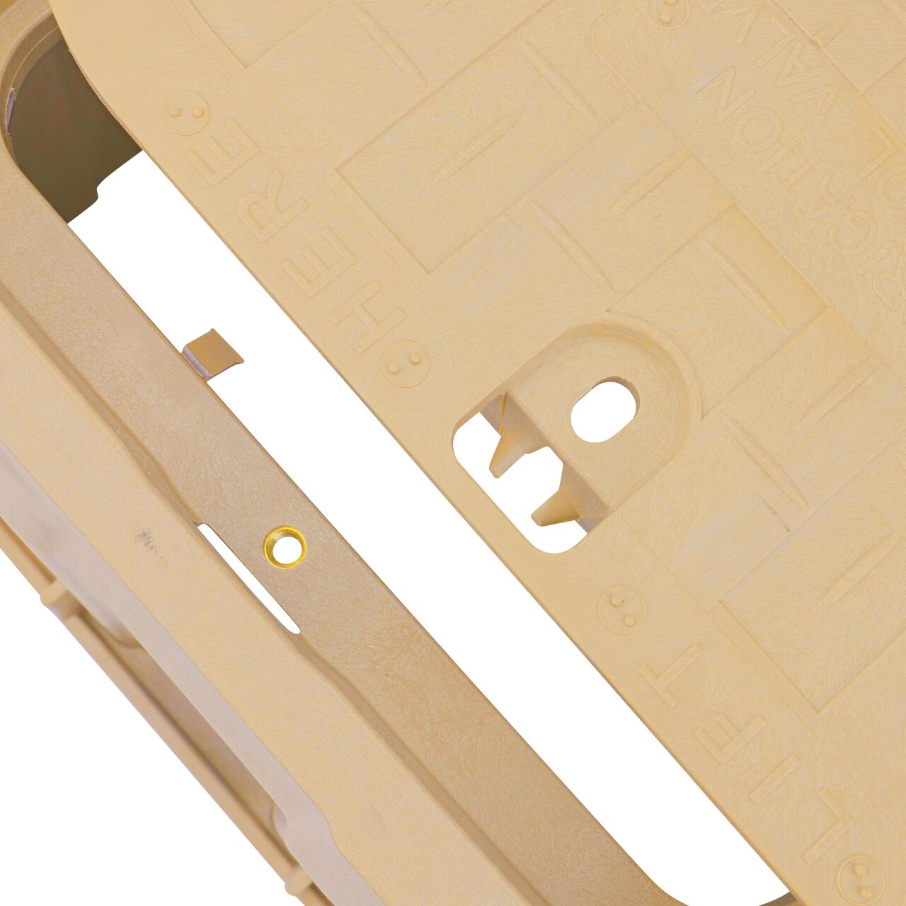 Align the bolt hole on the lid with the bolt hole from the NDS 13 in. X 20 in. Rectangular Pro-Spec® Series Sand Box and Sand Irrigation Control Valve Cover (NDS 318BCBSAND) for a secure fit
