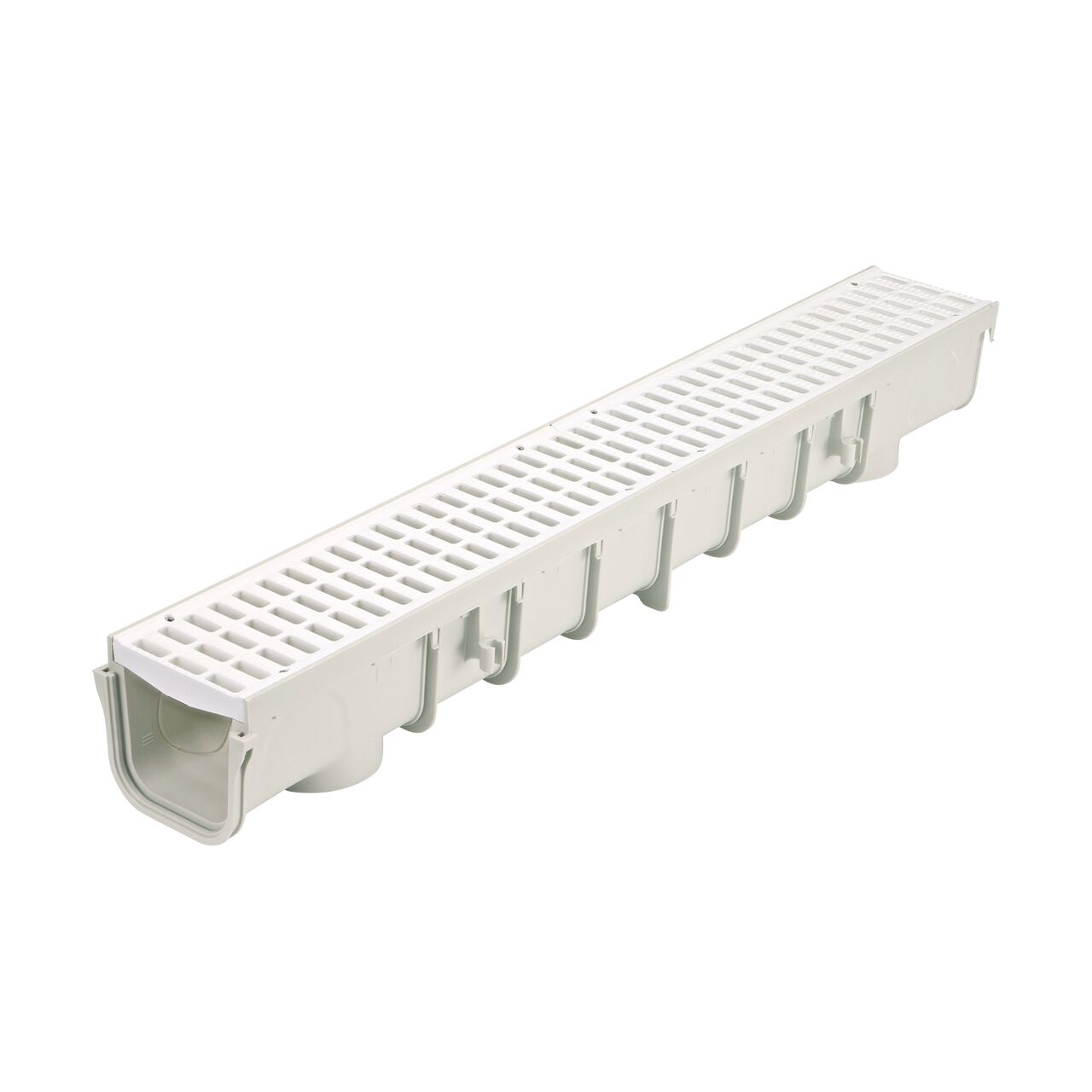 Two NDS 5 in. Pro Series Channel Drain Grates made of White Plastic fit on one 5 in. Pro Series Channel Drain (NDS 800, NDS 819)