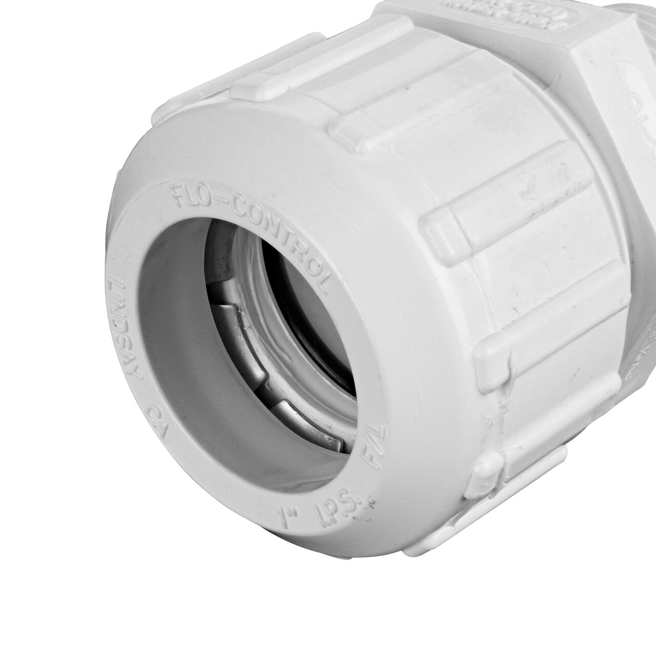 Closeup of the 1 inch Flo Lock compression end with steel gripper on the NDS 1 in. Flo Lock Gripper Adapter (NDS 135-10)