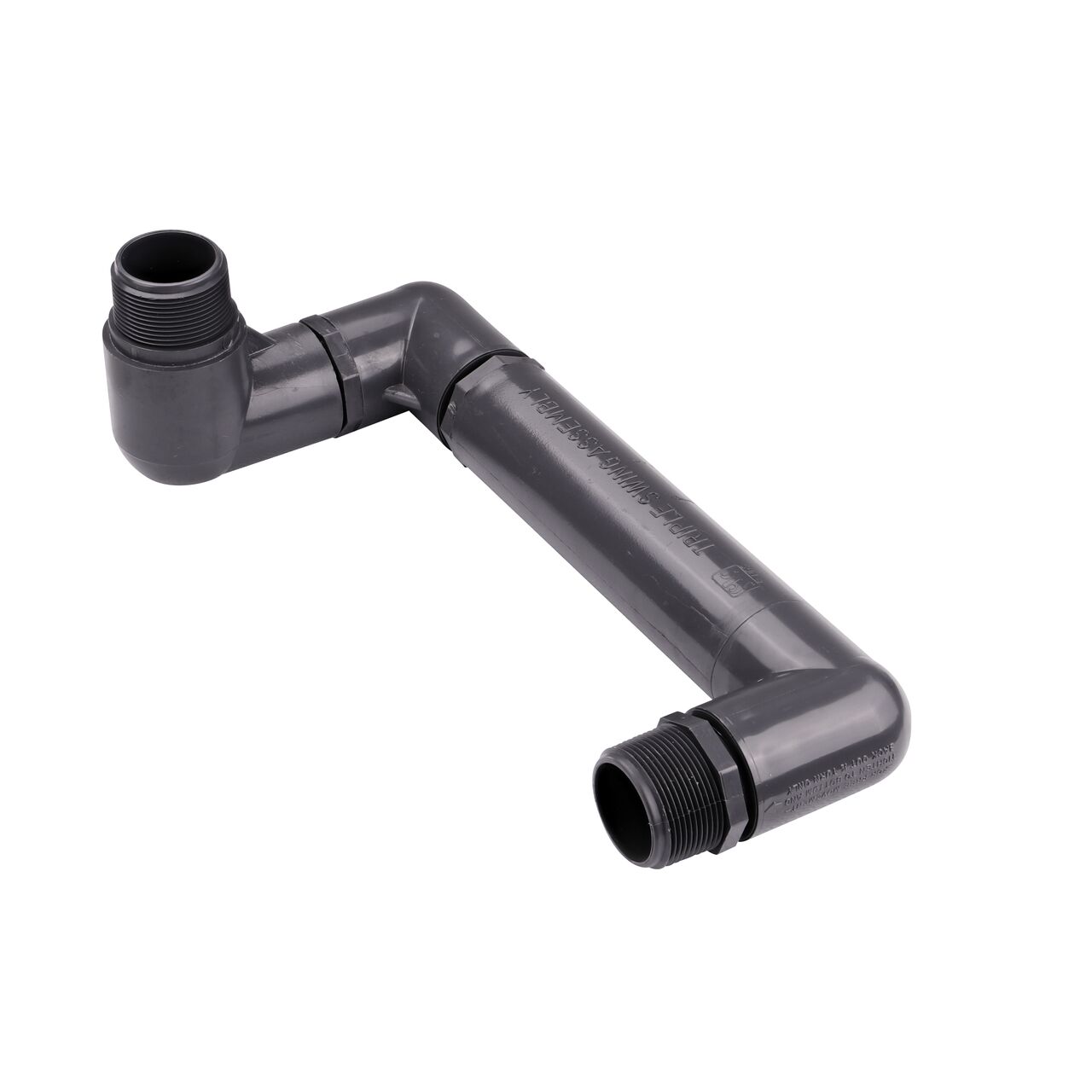 NDS PVC Triple Swing Joints Assembly, Sch. 80 1-1/2 in. MPT has two swivel joints to position the sprinkler, one swivel joint on the other end to connect to the pipe ideal for subsurface irrigation and sprinkler applications (NDS TSA-1500-TT)
