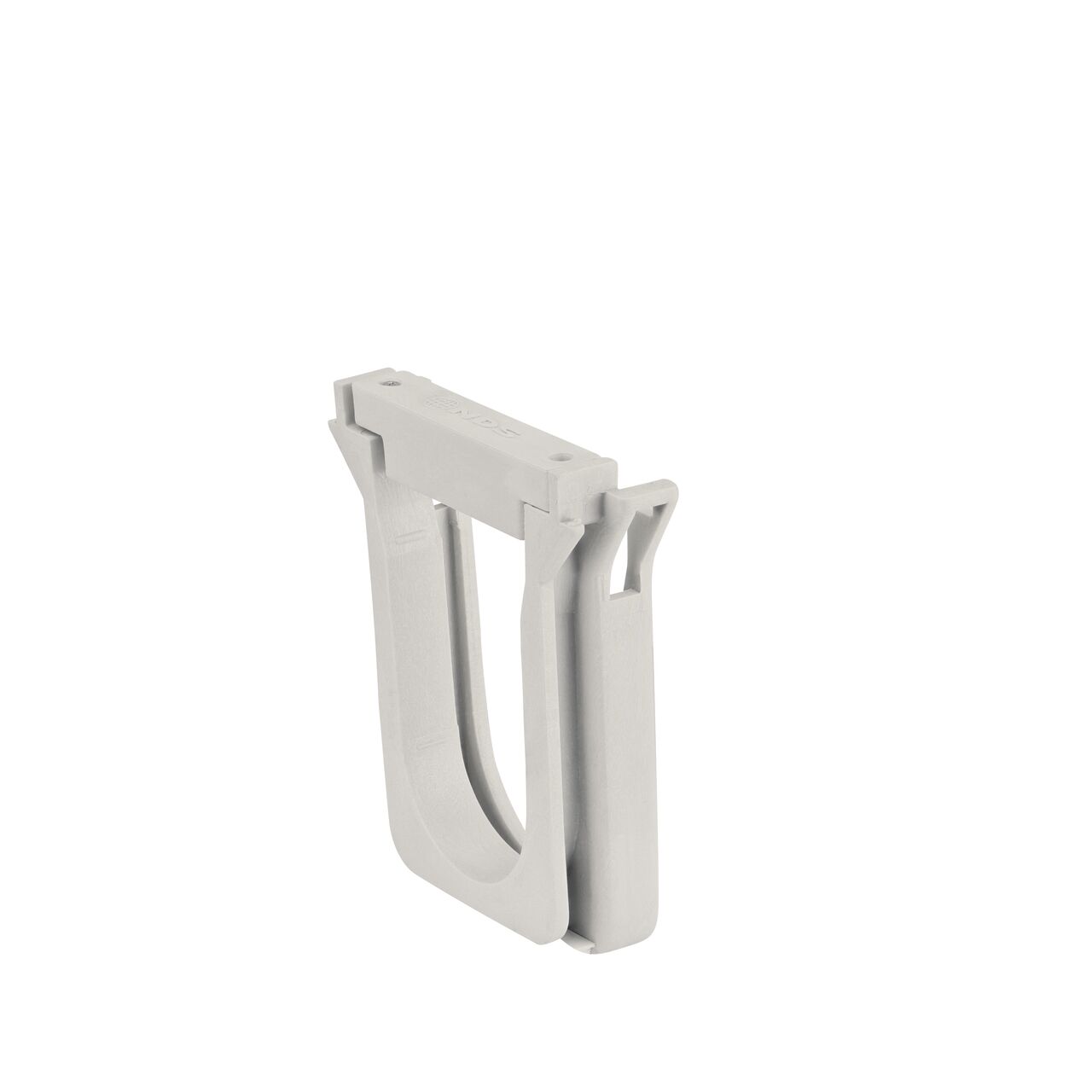 Male end of the NDS Dura Slope Channel Drain EZ-Track Radius Coupling (NDS DSRC-100), 7.36 in. deep, with a 3 degree bend for curved edges