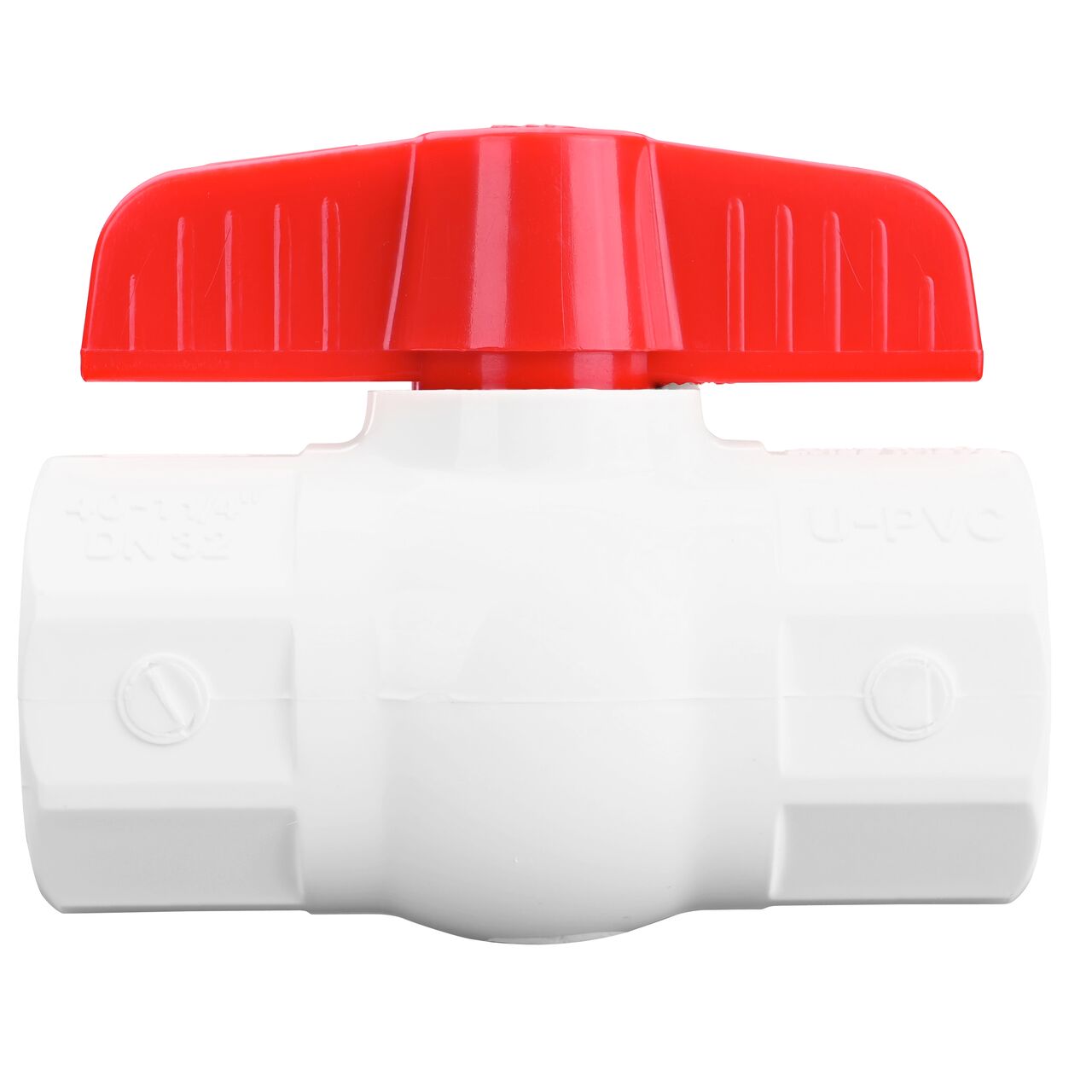 NDS PVC IPS Ball Valve is  leak-resistant valve connects two 1-1/4 in. Sch. 40 pipe ends in an irrigation or other pressurized system and helps prevent costly property damage, pipe corrosion, and system issues (NDS E1410-12)