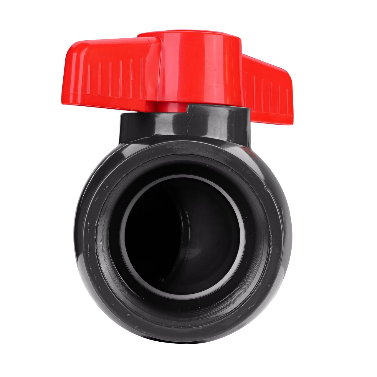 Rotate the handle to easily open or close the valve ball that controls water flow on the NDS 2 in. PVC IPS Ball Valve (NDS E1620-20)