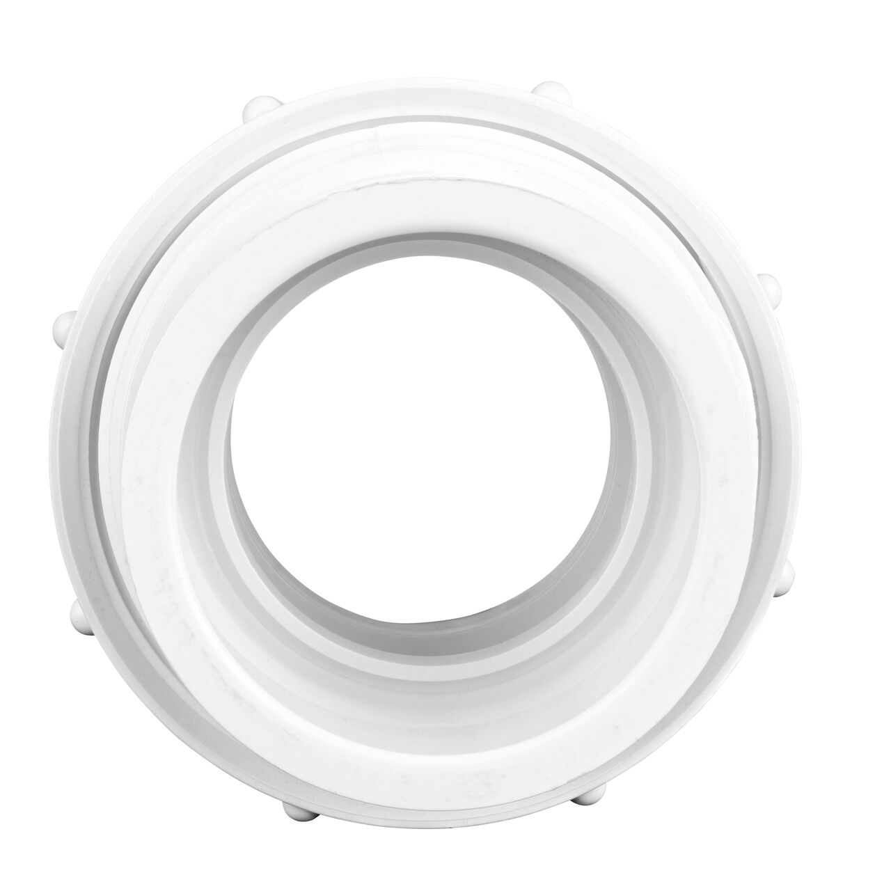Union adapter has one slip end that slides onto IPS pipe end, spigot end slides into pipe end no glued sealant necessary (NDS 1600-20)