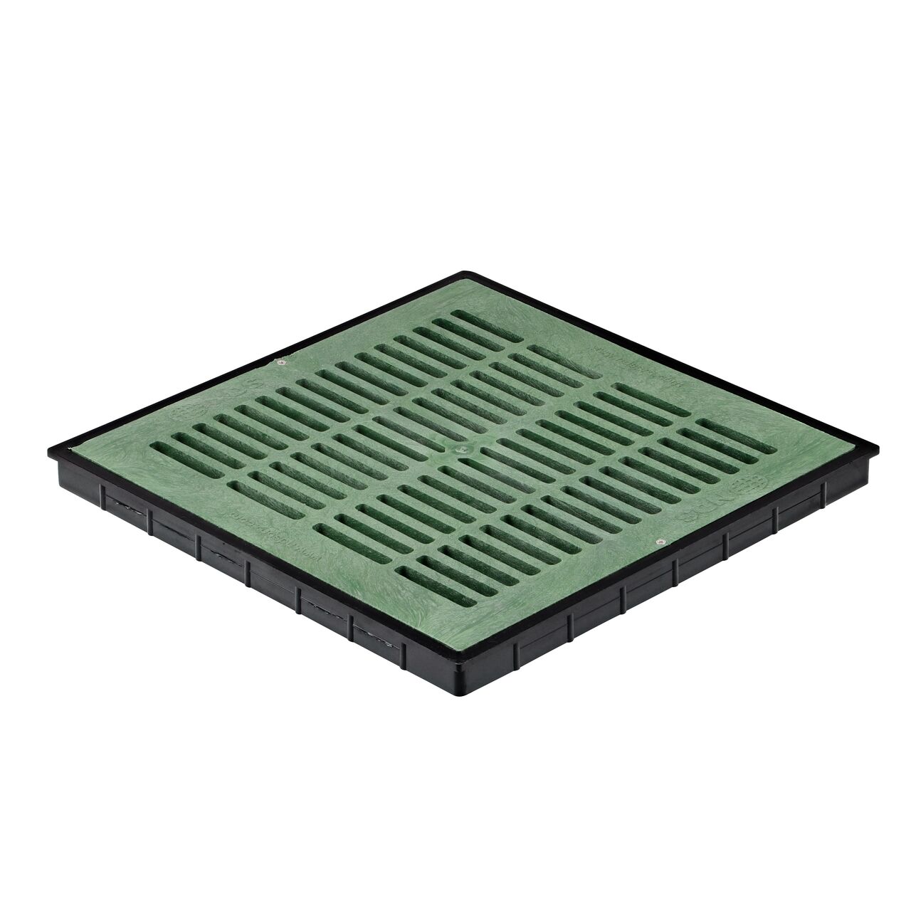 NDS 18 in. Square Low-Profile Adapter (1830) with the 18 in. Green Catch Basin Grate Installed (NDS 1812)