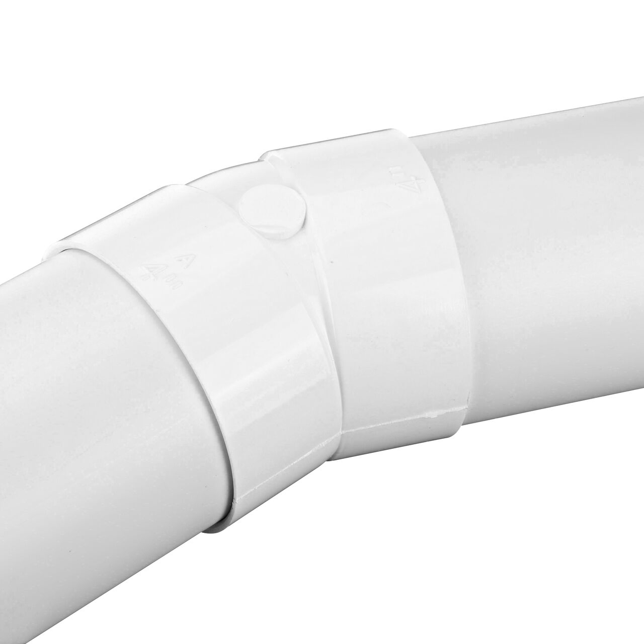 End to end vertical side view of the NDS 4 in. PVC Sewer and Drain 22.5° Elbow (NDS 4P04*, NDS 4P04)