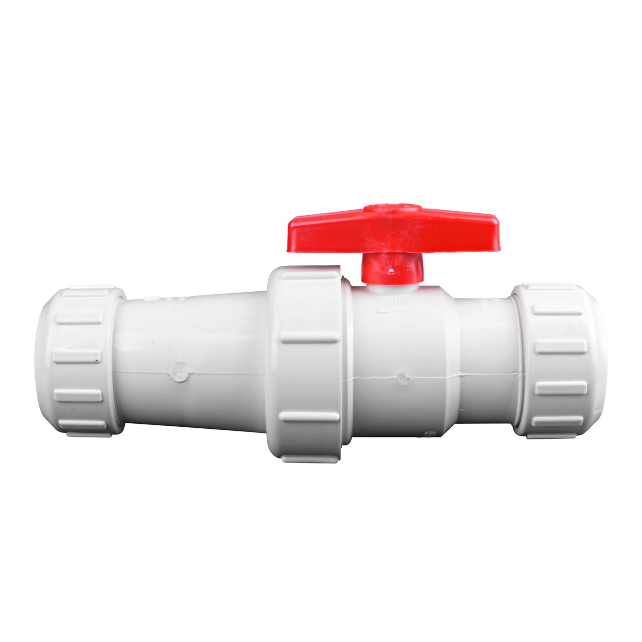 Side view of NDS White 1-1/2 in, IPS UC X UC Checkmate PVC Swing Check and Ball Valve Combination (NDS 2200-15UC)