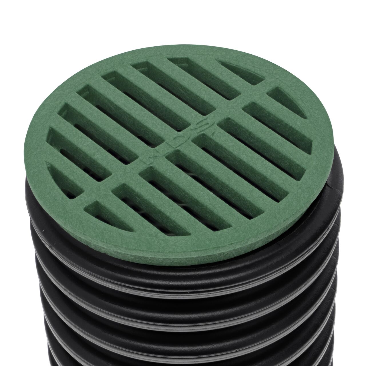NDS 4 in. Round Grate installed on 4 in. Single-Wall Corrugated Pipe (NDS 13*, NDS 13)