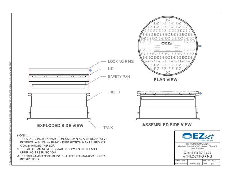 24" x 12" EZset Riser with Locking Ring Standard Detail