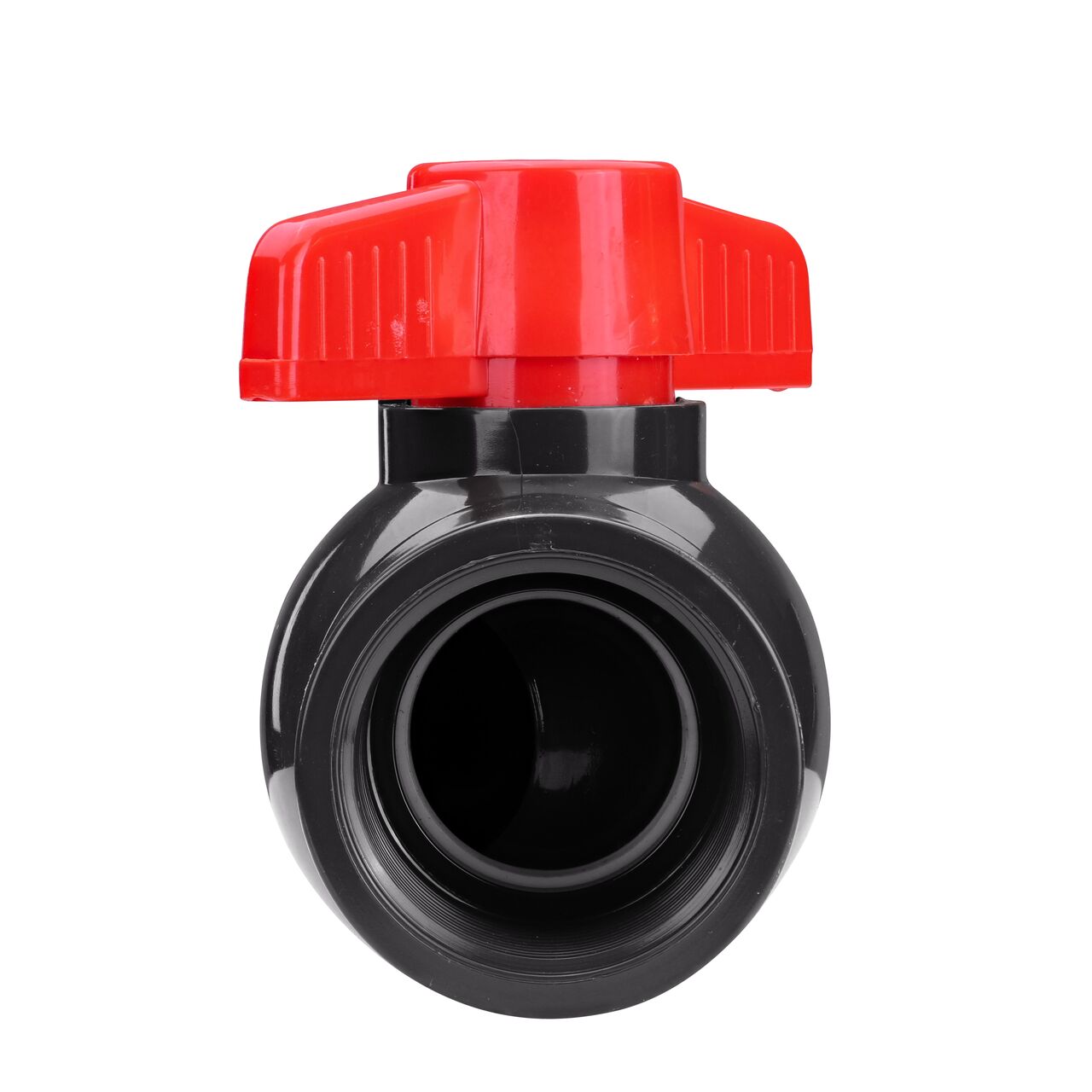 Rotate the handle to easily open or close the valve ball that controls water flow on the NDS 1-1/2 in. PVC IPS Ball Valve (NDS E1620-15)