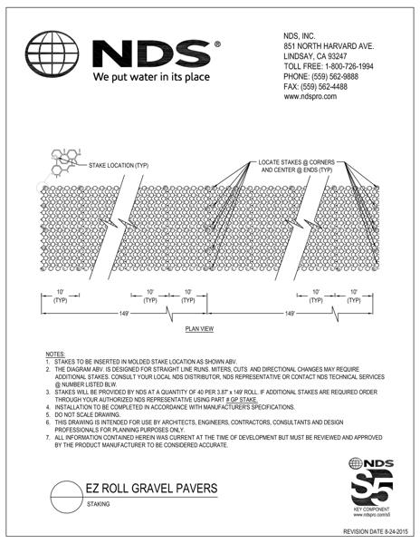 NDS EZ Roll® Gravel Pavers Staking Installation Detail