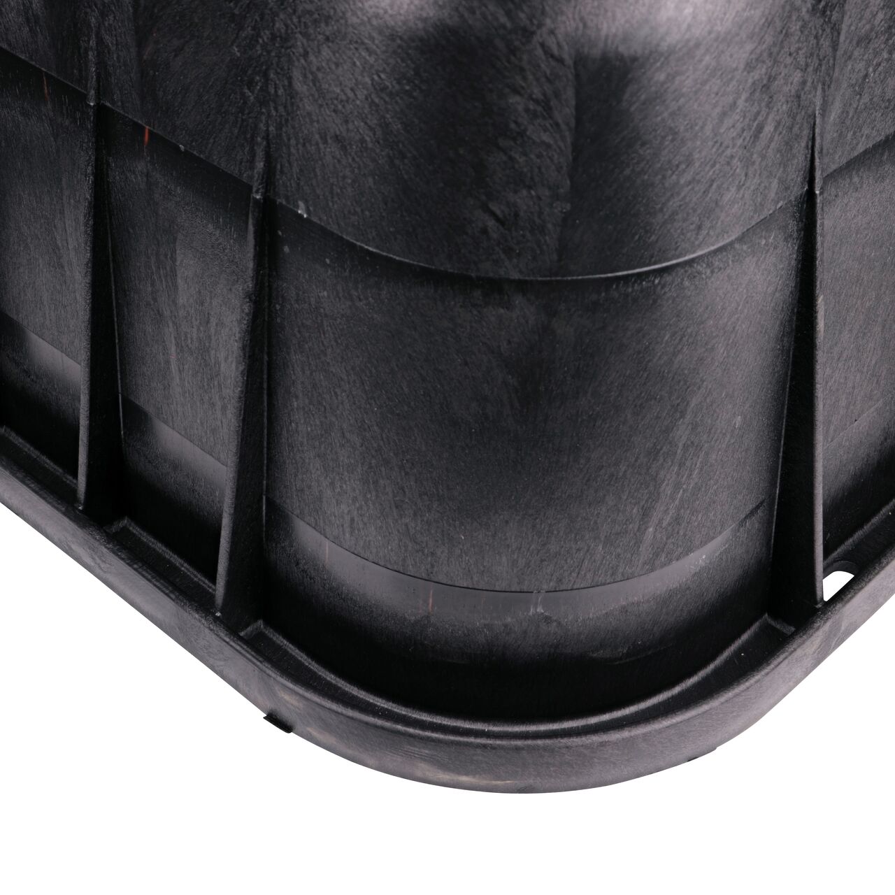 Closeup view of the reinforced edges on the NDS 17 in. X 30 in. Rectangular Pro-Spec Series Telecom Box (NDS 326BCBT-BG)