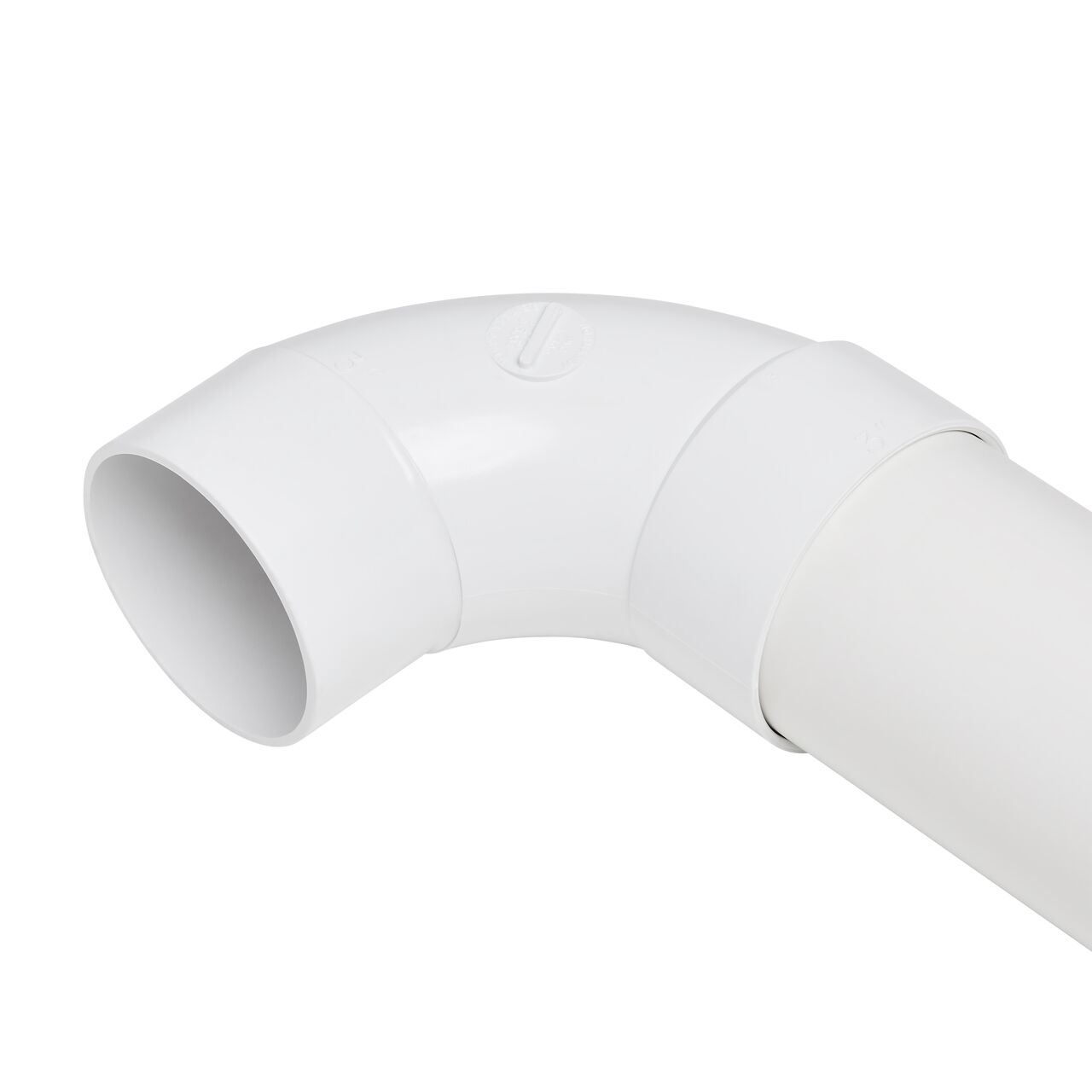 The NDS 3 in. PVC 90° long-turn street elbow connects to sewer and drain pipe on one end and a 3 in. S&D fitting (NDS 3P02) on the other end which then can connect to another S&D pipe (NDS 31P0ST)