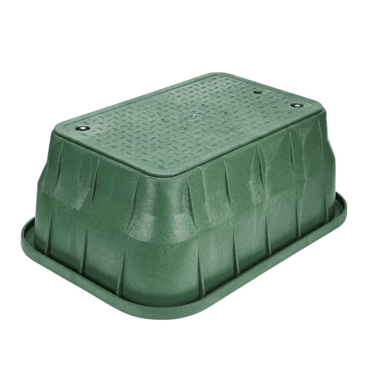 The NDS 13 in. X 24 in. Rectangular Pro-Spec® Series Valve Box and Cover with bolt is a 12 in. high Green Box and Green Cover with Sewer markings on the Overlapping lid (NDS 321BCBS) and protects underground irrigation and sprinkler system components and keeps them out of sight