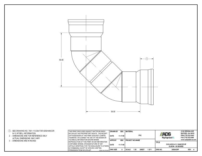 30" HP Elbow - 90 Degree Nyloplast Detail