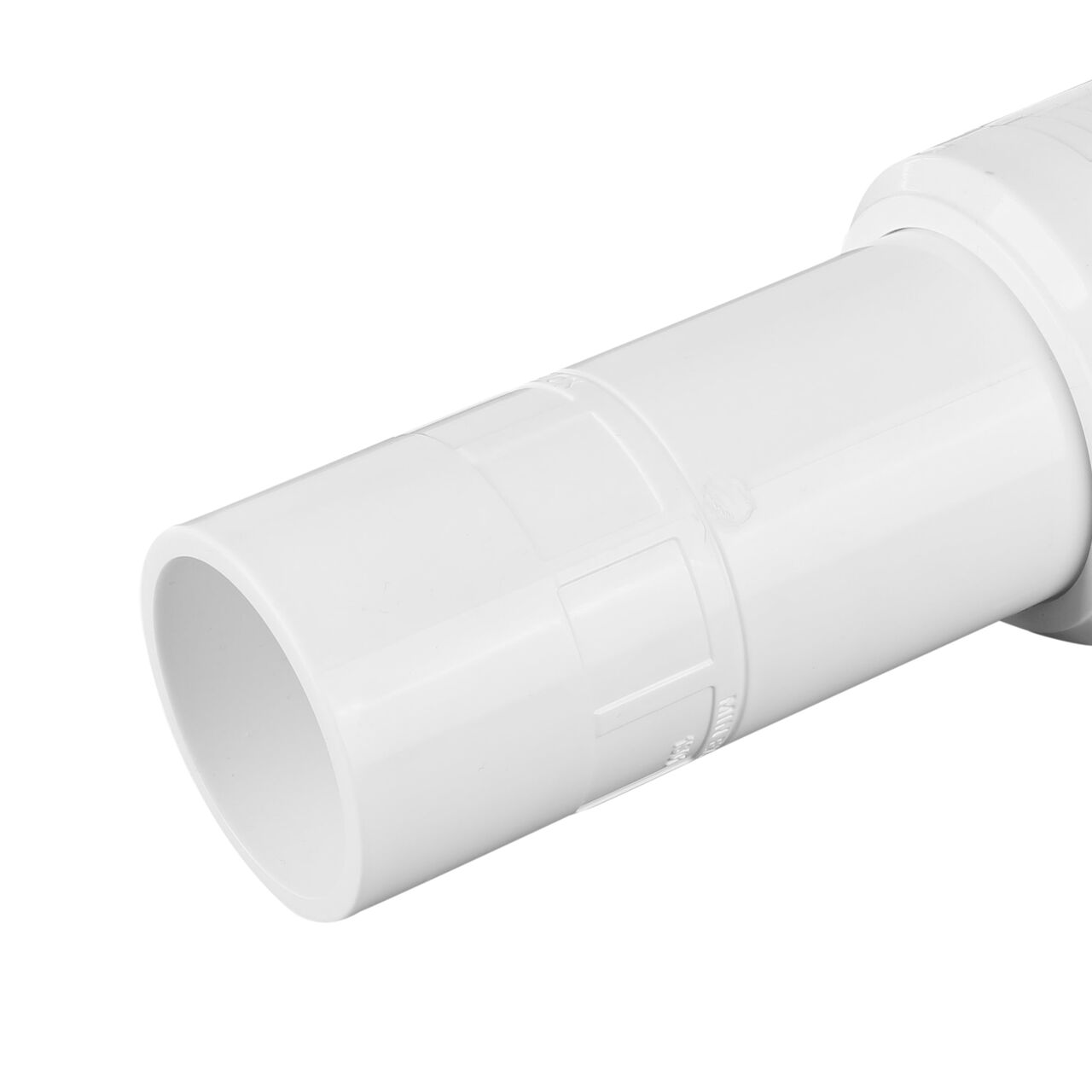 Closeup view of the expanded 2 inch spigot end on the Pro-Span 2 in. Compact Expansion Repair Coupling (NDS 118-20C), which requires a 2 in. Schedule 40 PVC coupling, sold separately, for form a secure, watertight connection