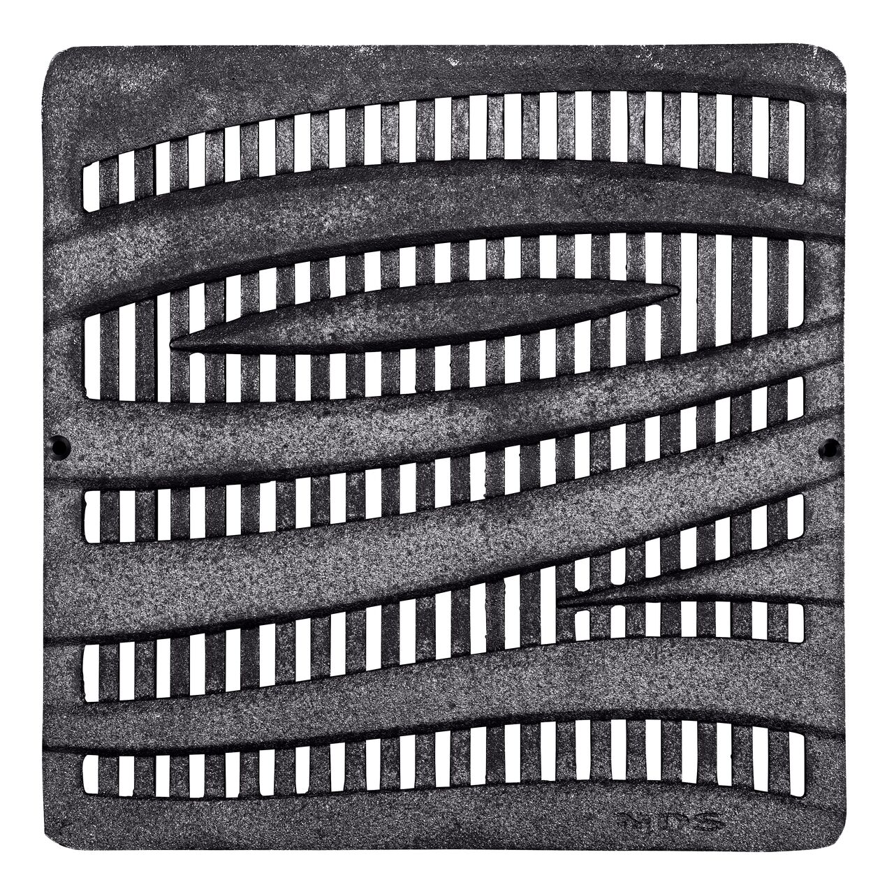 Top down view of the NDS Cast Iron Decorative 12 in. Square Catch Basin Drain Grate (NDS 1224CI)