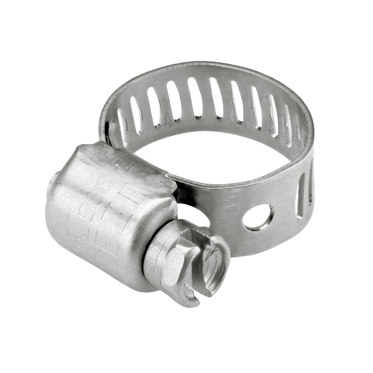 The NDS 7/16 - 25/32 in. Worm Drive Hose Clamp SAE 6 with a 5/16 in. band width (NDS 3604) has a heavy duty 4-piece Quadra-Lock design to provide strength and stability; includes underside plate for added strength