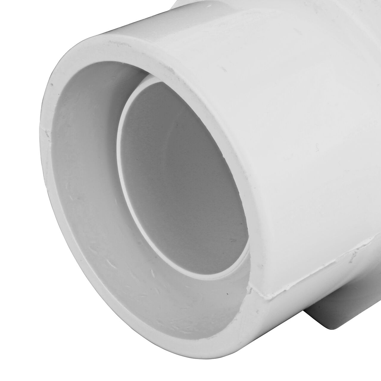 Closeup of the Spigot connection end on the NDS 2 in. PVC Gripper Adapter IPS Spigot with Flo Lock on a 2 in. SDR-9 CTS  (NDS 733-20)