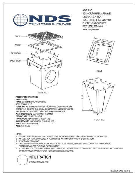 NDS 9 in. Catch Basin Filter Installation Detail
