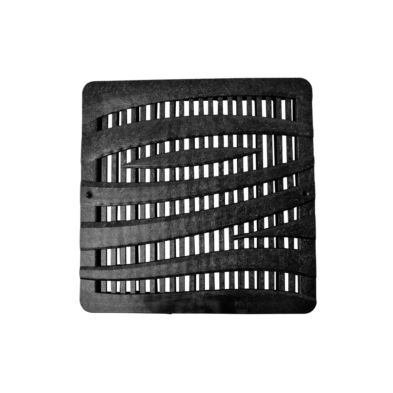Alternate top down view of NDS 12 in. Square Catch Basin Drain Grate, Decorative Wave Design, Black Plastic (NDS 1224)