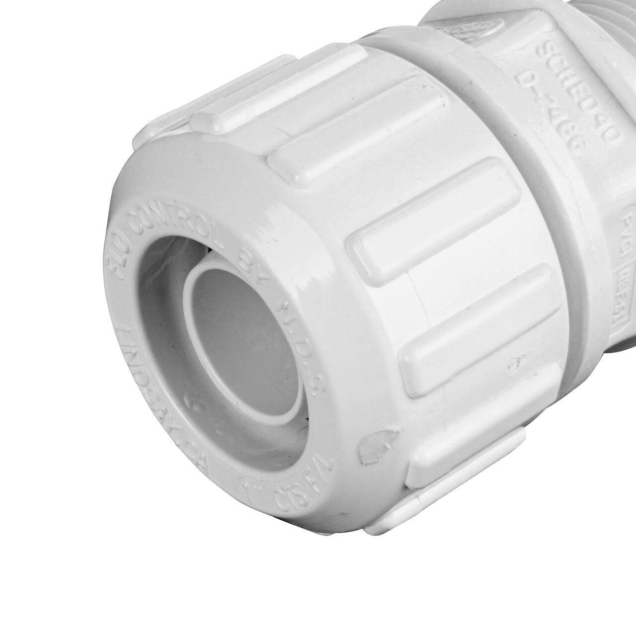 Closeup of the 1 inch Flo Lock compression end on the NDS 1 in. Flo-Lock™ Gripper Adapter (NDS 730-10)