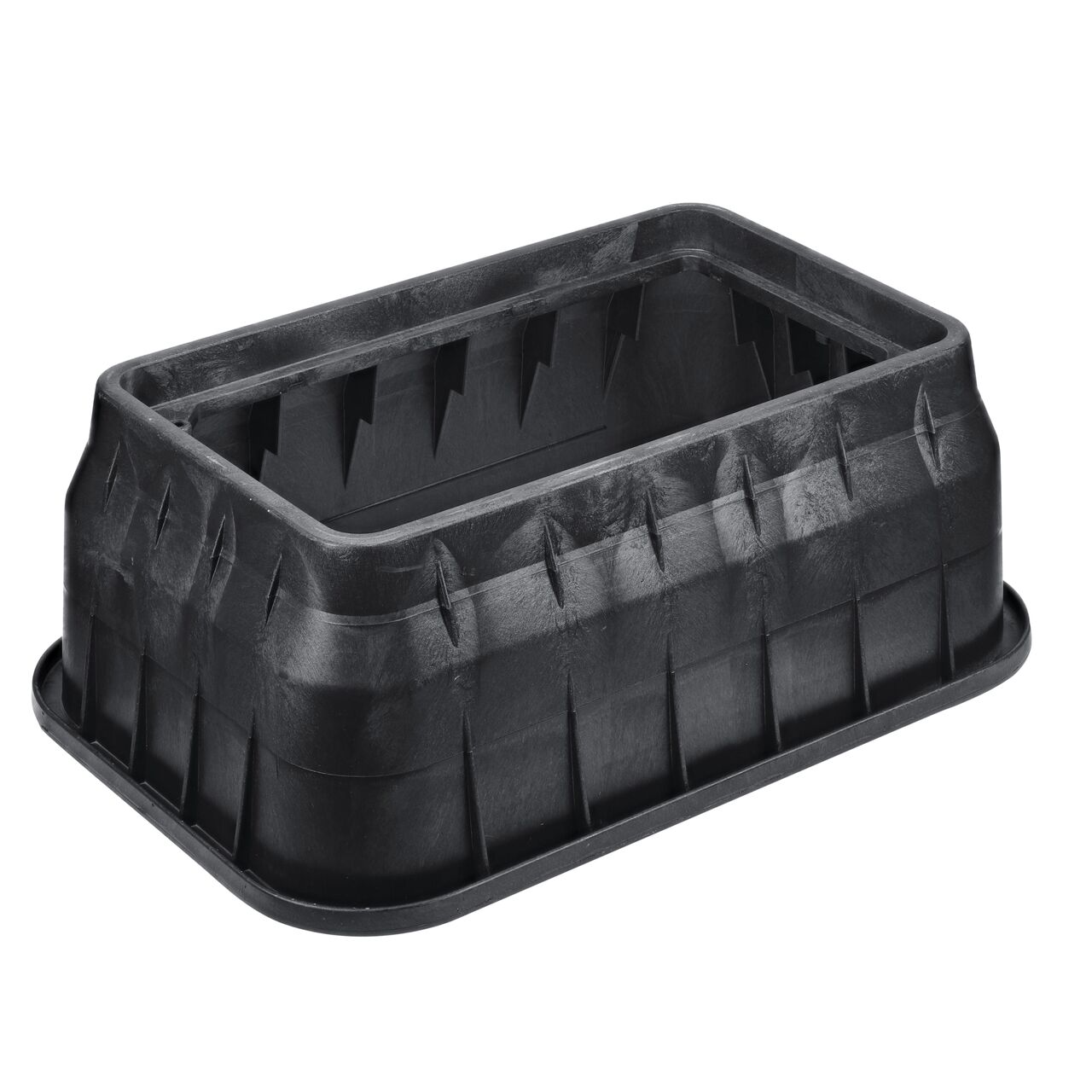 The durable Black plastic 17 in. X 30 in. Rectangular Pro Series Meter Box (NDS 124BCDWB) has a height of 15 in. and is engineered for superior strength with structural reinforcing ribs
