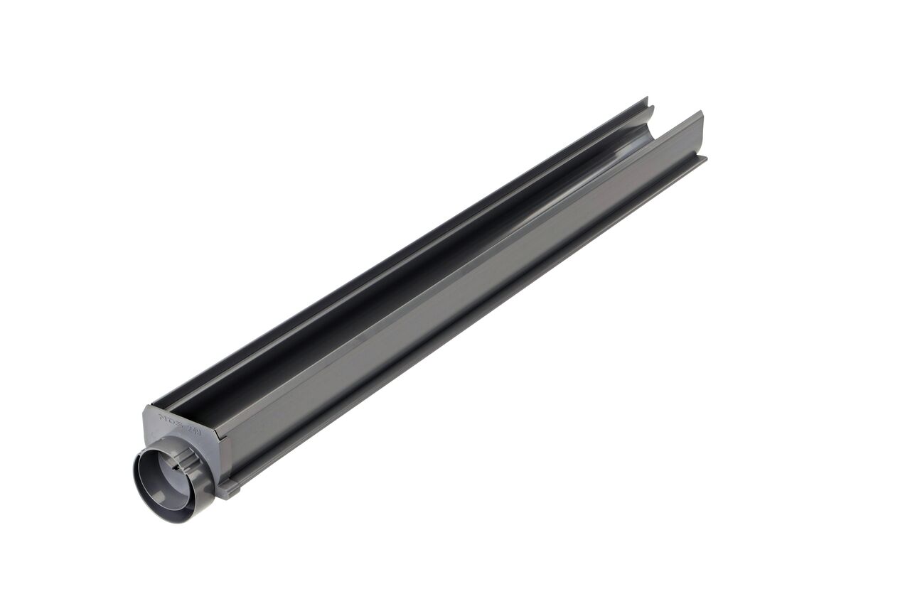 NDS Spee-D® Channel Drain Offset End Outlet (NDS 249*, NDS 249) connects to Spee-D® Channel Drain (NDS 400)