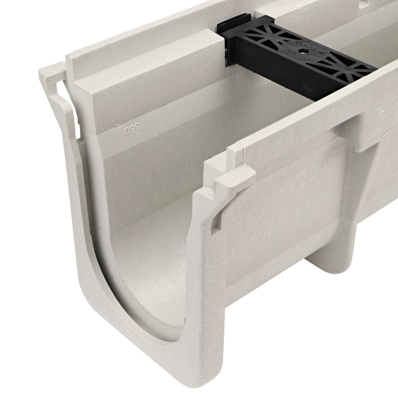 Closeup view of the Dura Slope Channel, 6.69 in. to 7.02 in. Deep, with groove joints facing camera (NDS DS-099)